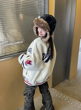 黑色皮面加厚防寒雷锋帽女冬季旅行户外骑行护耳帽显脸小保暖帽子