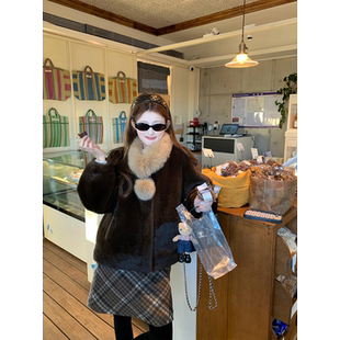 防寒配大衣围巾搭配 小众百搭保暖毛领时尚 韩版 仿狐狸毛围脖女冬季