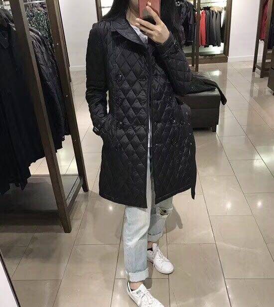 英伦新款深卡其布色2020年秋季经典trenc双排扣棉服断码库存黑色