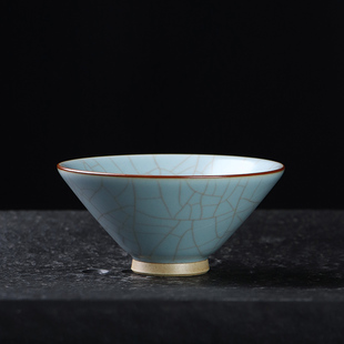 茶养开片天青汝窑斗笠主人杯 凝香阁 陶瓷茶具功夫品茗杯普洱杯