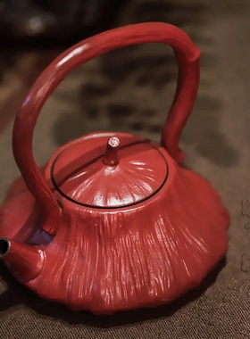 暖小瓷故宫红莲蓬提梁壶可明火  口径6.5cm 高14cm  容量350ml