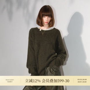 COCOBELLA设计感不对称开叉女秋冬加厚毛衣Baby肤感针织衫 MZ7045