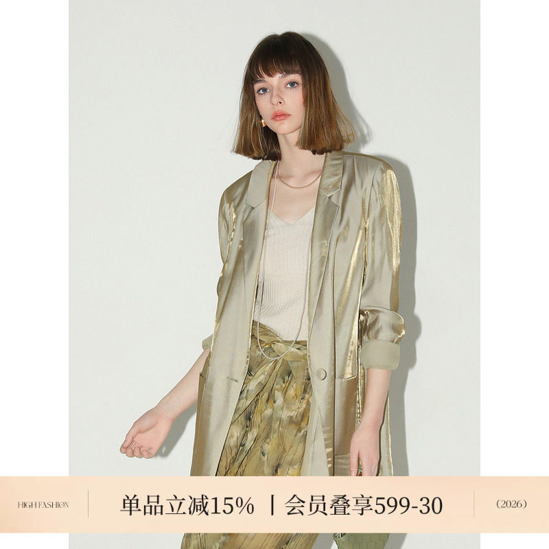 COCOBELLA奥莱[人丝]流光幻彩轻奢西装女通勤休闲显瘦西服外套图片