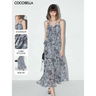 [爆款直降]COCOBELLA度假风佩斯利印花吊带裙飘逸连衣裙FR0043