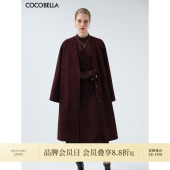COCOBELLA安可拉红仿麂皮绒风衣女25秋冬裸领中长款 外套WL3102
