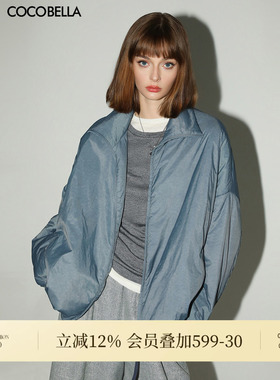 COCOBELLA雾蓝色立领短款棉服[新春惠选]通勤轻薄保暖外套MF0003
