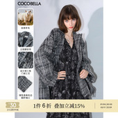 COCOBELLA MIU系穿搭 静奢风毛绒格纹羊毛大衣休闲毛呢外套WL3005