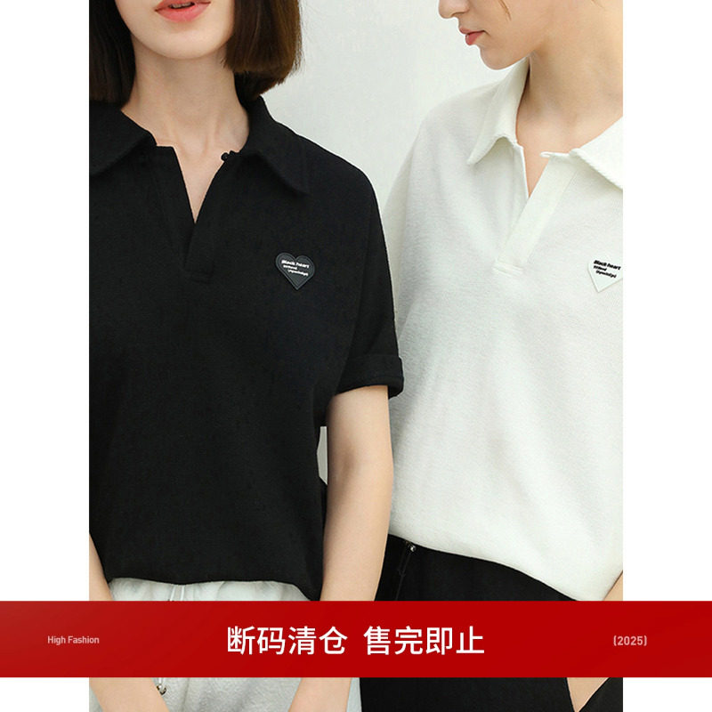 [断码清仓]COCOBELLA创意心形图案短袖POLO衫翻领通勤棉T恤TS602,女装/女士精品,POLO衫,淘宝优惠券,粉丝福利购,淘宝优惠卷