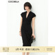 清仓 断码 COCOBELLA简约气质V领小黑裙女优雅礼服裙连衣裙NFR2