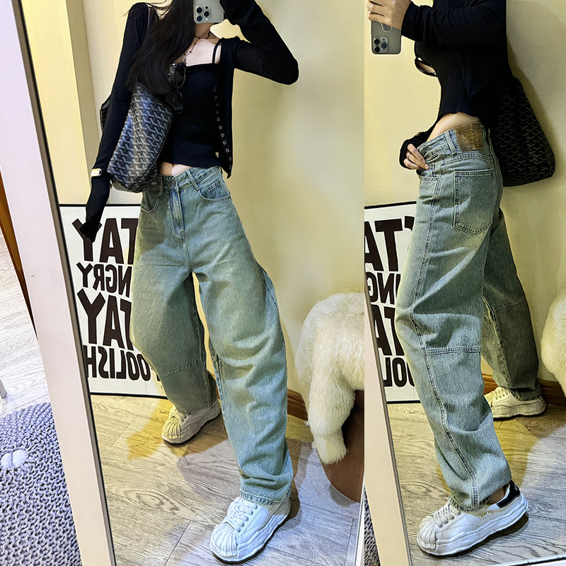 欧货春夏新款复古兰香蕉宽松百搭哈伦裤跨裤女牛仔显瘦萝卜长裤潮