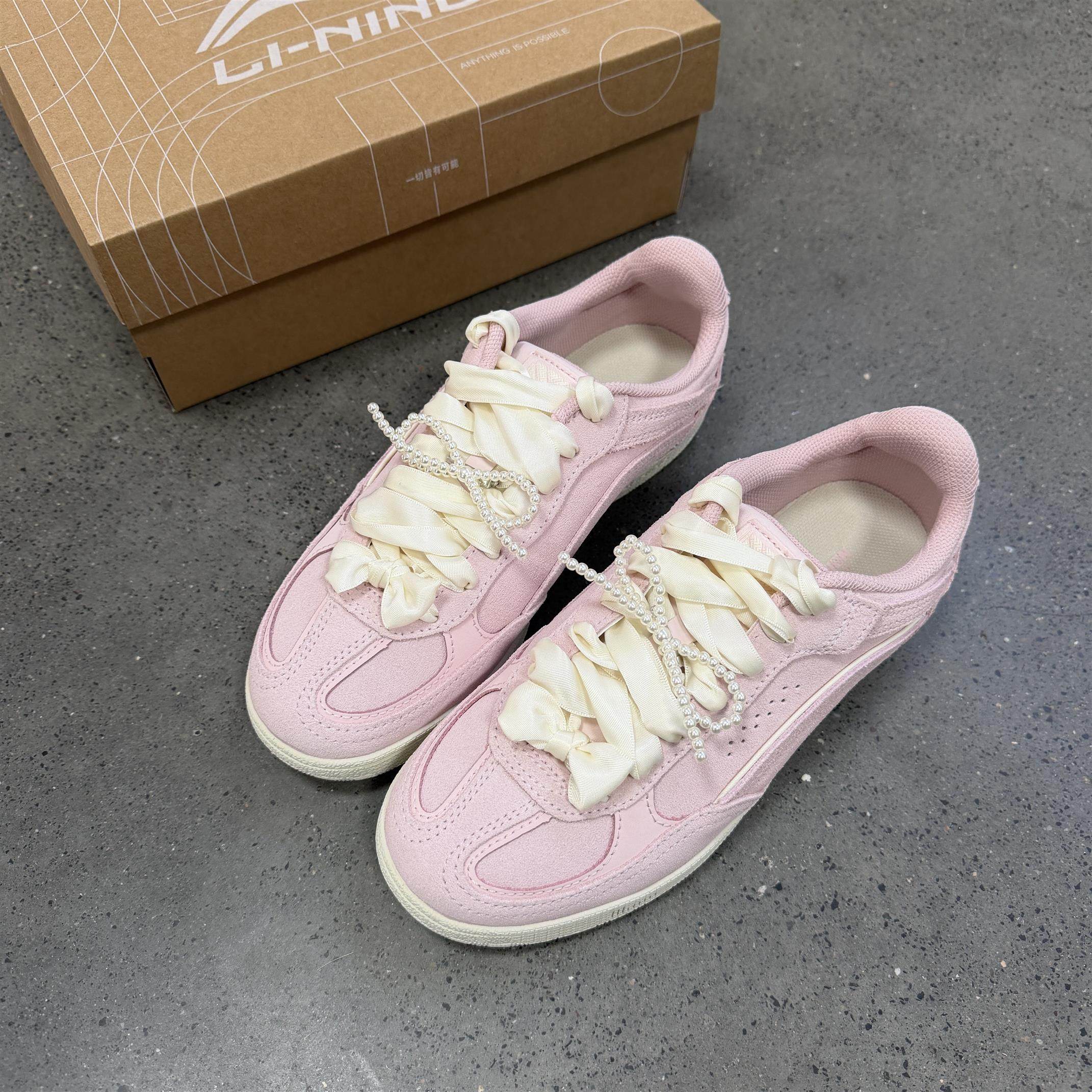 李宁板鞋女鞋心流2026新款蝴蝶结复古德训鞋运动鞋休闲鞋AGCW122,运动鞋new,德训鞋,淘宝优惠券,粉丝福利购,淘宝优惠卷