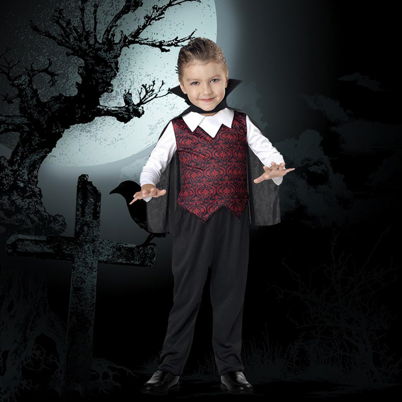 万圣节儿童cosplay服装化妆舞会走秀吸血鬼男童恐怖衣服套装