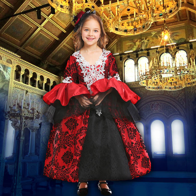 万圣节儿童服装cos化妆舞会女童吸血鬼服装歌特风复古宫廷礼服裙