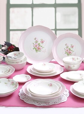 韩国原装进口 zenhankook 夏洛特粉陶瓷餐具瓷器套装碗盘子碟子