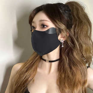 黑色防晒口罩女高颜值2025新款 冰丝面罩男 防紫外线透气3d立体夏季