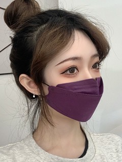 莫兰迪彩色一次性口罩防尘3d立体鱼嘴女性腮红黑色2024新款时尚版