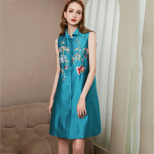 改良版 民族风刺绣复古立领无袖 旗袍 国风新中式 马甲女2025年新款