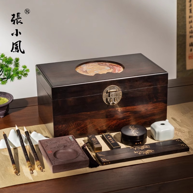 张小凤凤吟萧兮实木文房四宝套装笔墨纸砚全套书法摆件送礼专业级