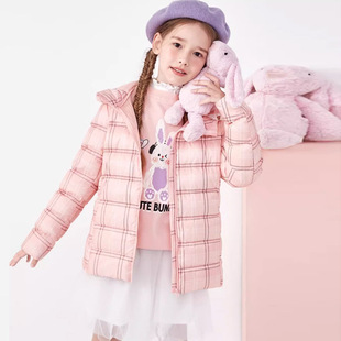正品清仓小女童羽绒服中大童轻薄保暖外套儿童连帽白鸭绒洋气