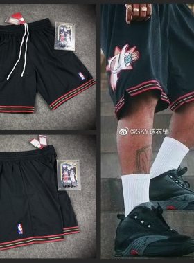 MN费城76人队刺绣复古球裤MN星