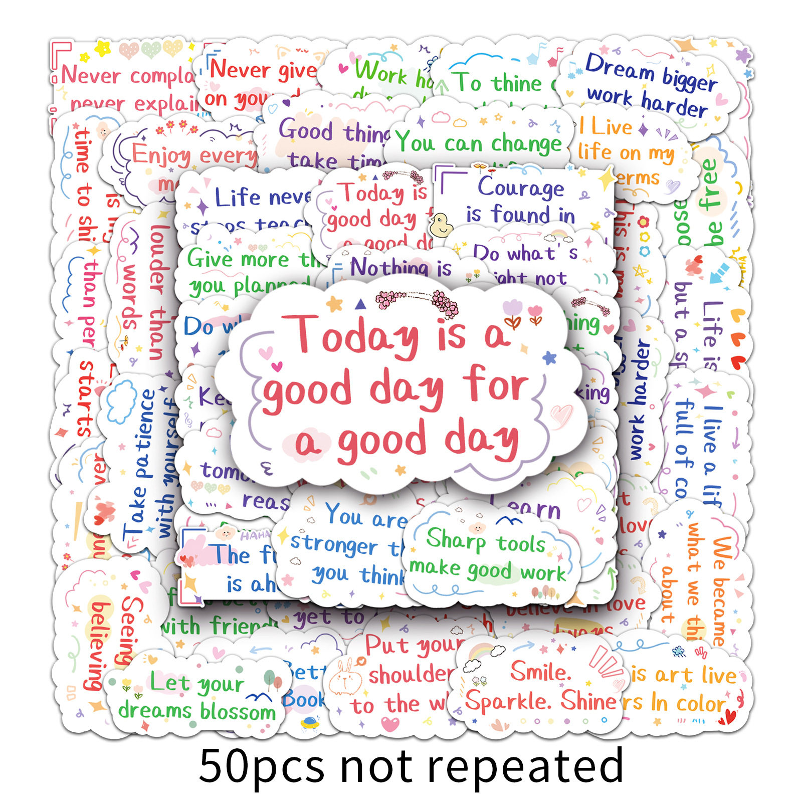 50张不重复 励志英文短句涂鸦贴纸 个性diy头盔行李箱机车滑板贴