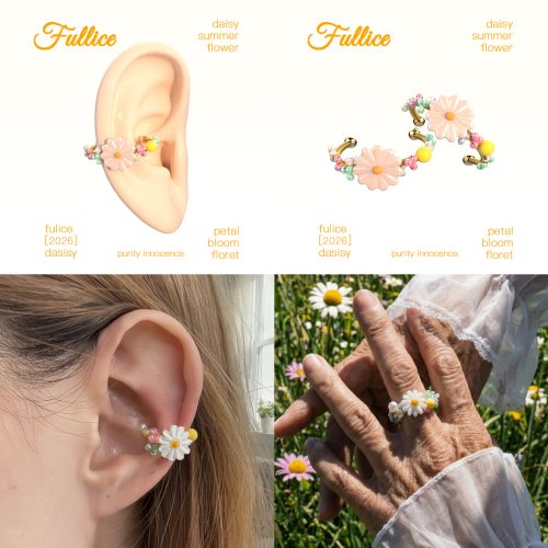 甜美雏菊花环夏季耳夹