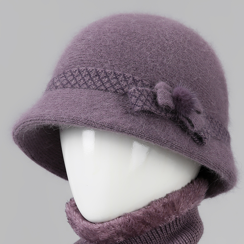 兔毛帽子冬季女士保暖妈妈毛线帽