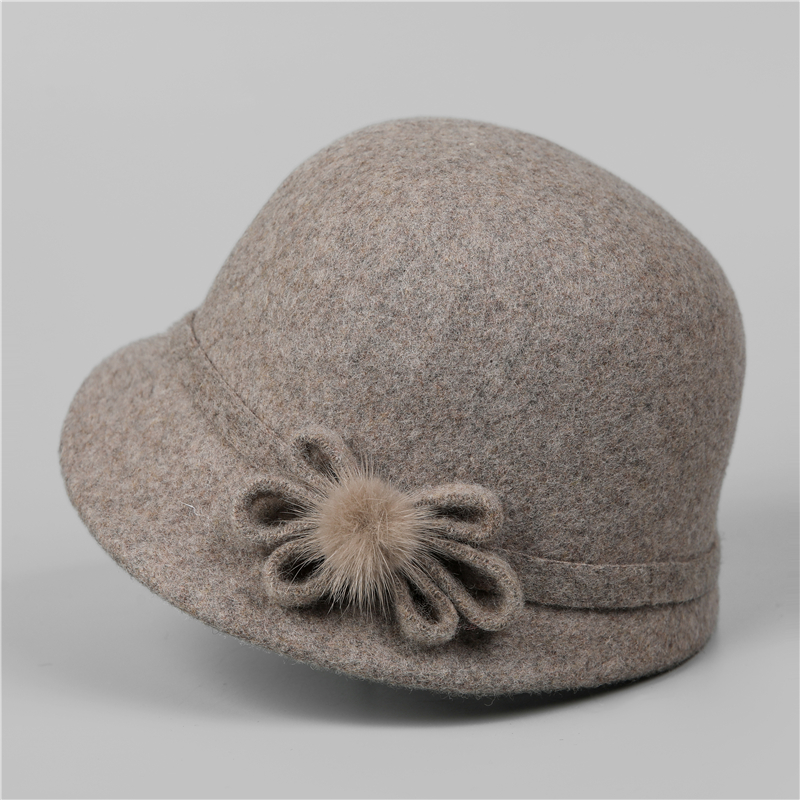 羊毛呢短檐妈妈帽优雅气质中老年