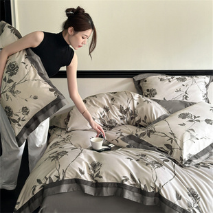 HJ轻奢高级感/高支四件套全棉纯棉床品2025新款床单被套床上用品
