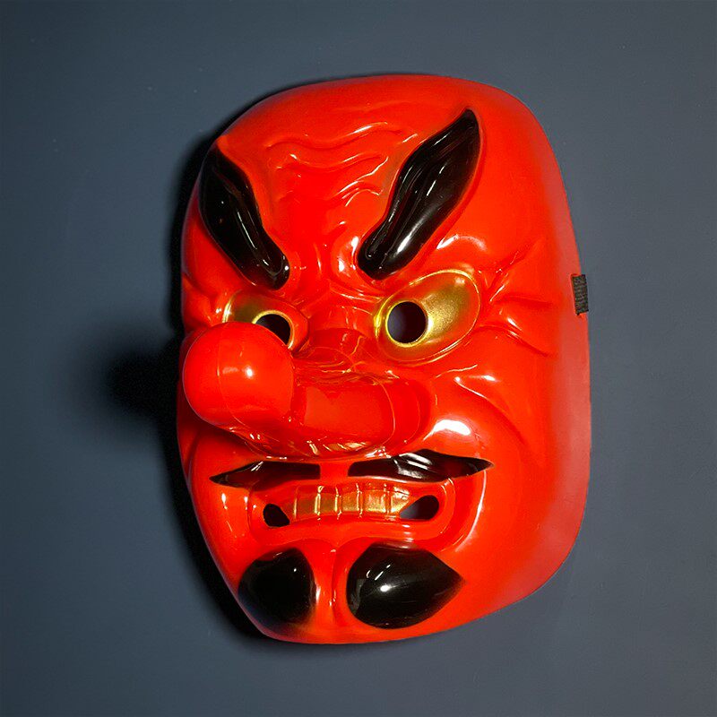 日本般若面具红白脸cosplay日系能剧能鬼脸獠牙树脂恐怖万圣节