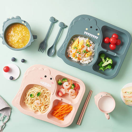 一体卡通防摔婴幼儿辅食餐具套装