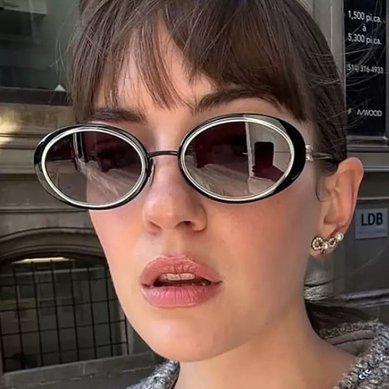 古早氛围感金属老钱风墨镜女士港风椭圆形复古太阳眼镜方圆脸显瘦,ZIPPO/瑞士军刀/眼镜,太阳眼镜,淘宝优惠券,粉丝福利购,淘宝优惠卷