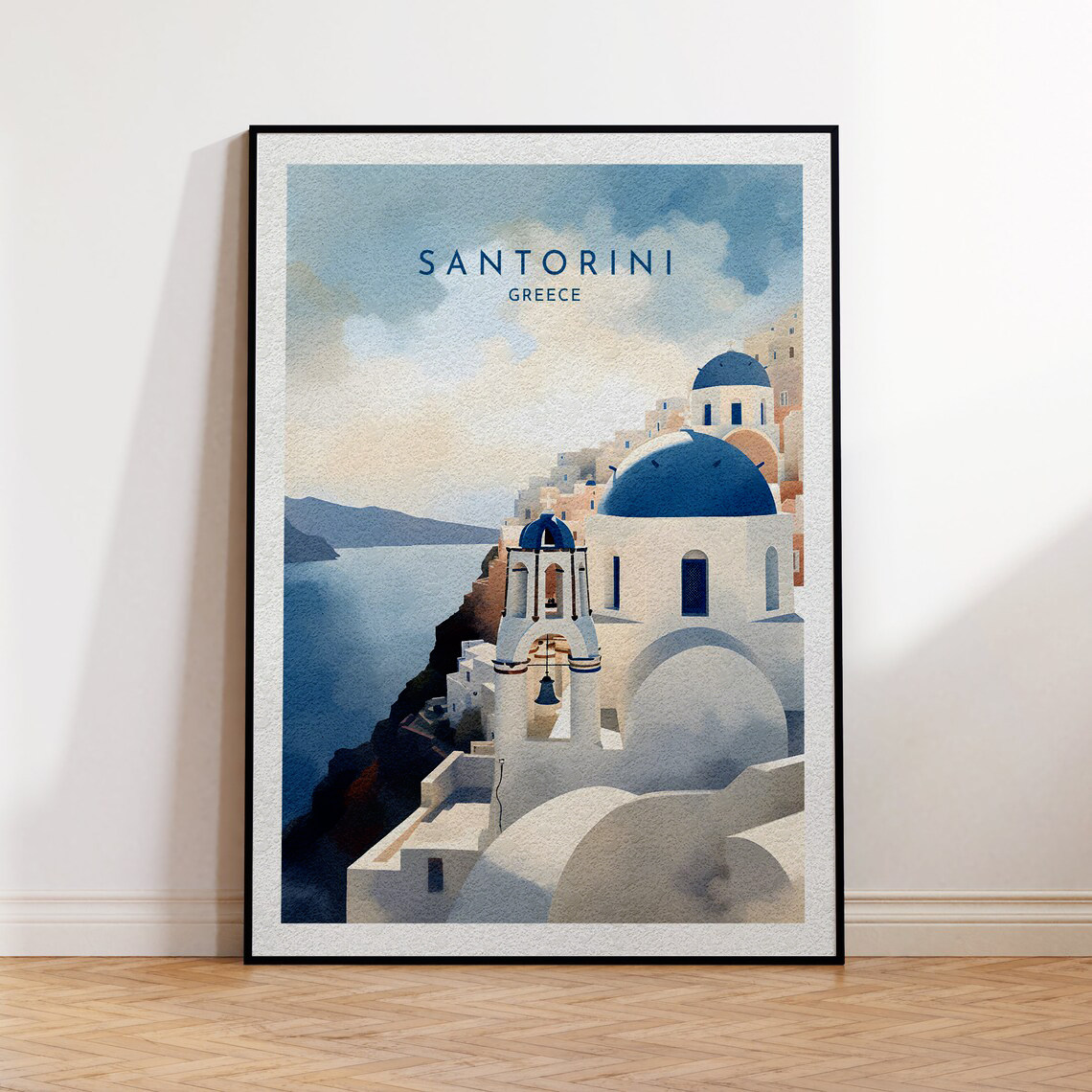 圣托里尼砂岩画背景墙装饰画风高级感书房玄关挂画入户走廊卧室画