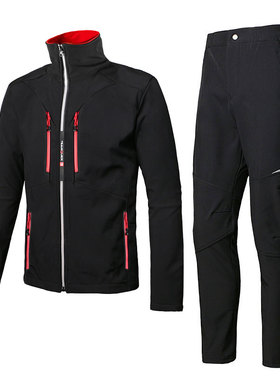 山地车自行车秋冬季骑行服套装男女抓绒加厚加绒防风骑车长袖衣服