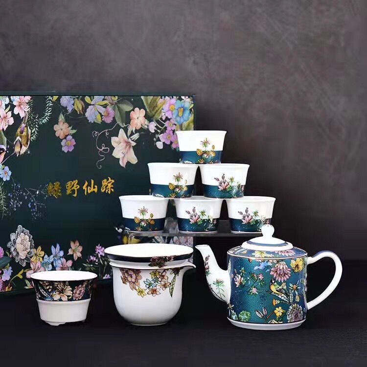 唐山骨质瓷茶壶茶具套装10件套陶瓷公道杯茶杯茶漏杯送礼Logo定制