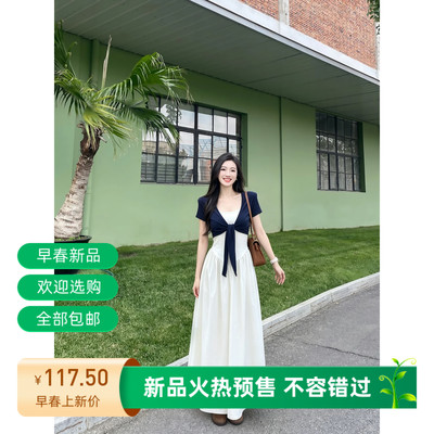白色吊带连衣裙长款女夏绝美小裙子白月光初恋小白裙套装独特漂亮