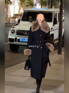 黑色赫本风中长款大衣女2025冬季新款高级感收腰显瘦外套气质百搭