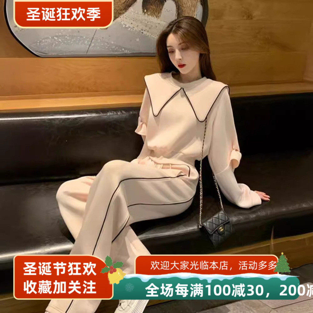 小香风休闲卫衣套装裤秋冬季女2024新款小个子时尚运动裤子两件套