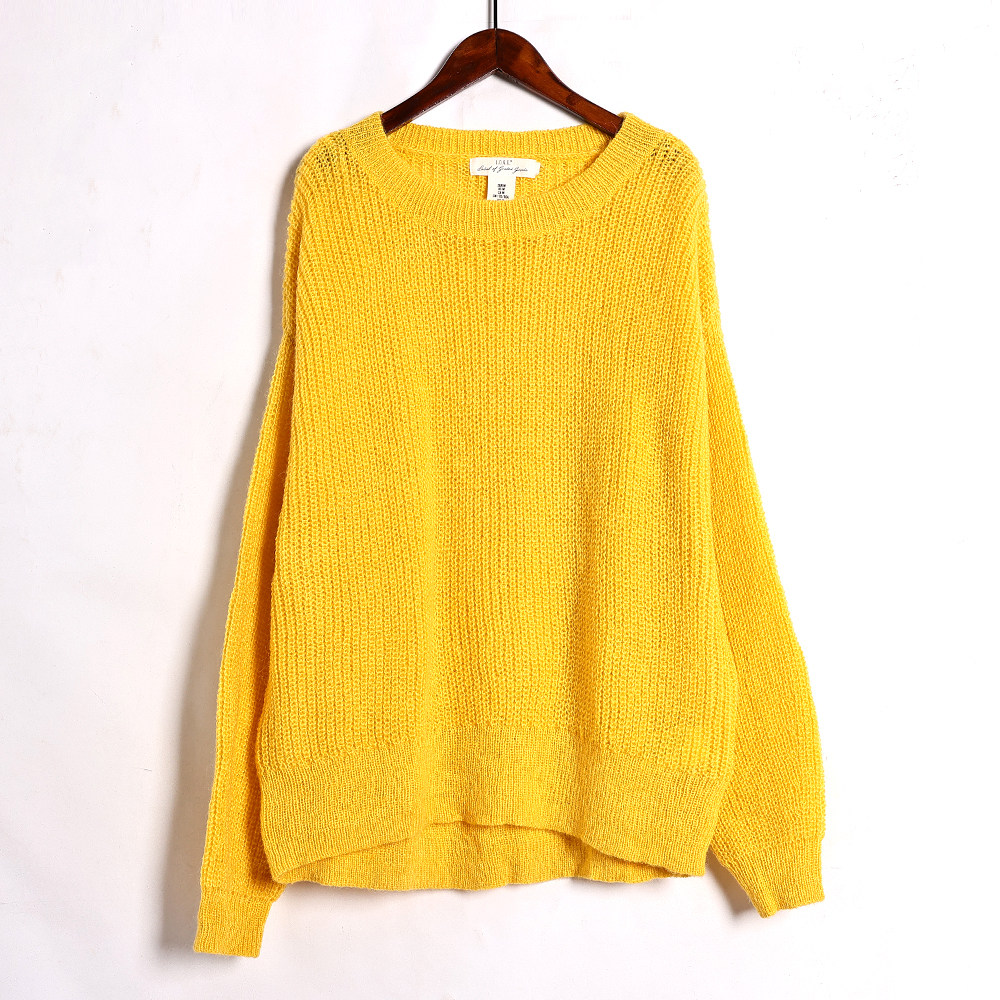 2025秋季新品韩版圆领女装糖果色毛衣时尚休闲百搭纯色气质针织衫