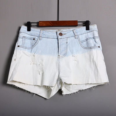 2025年春夏季新品减龄百搭破洞牛仔短裤时尚洋气拼接ins阔腿裤潮
