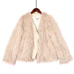 款 小个子仿皮草无扣短款 2024年秋冬女休闲外套 经典 轻奢小香风时尚