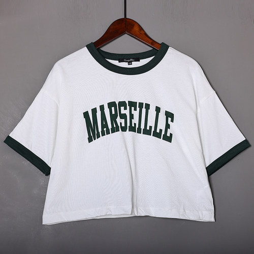 2026年夏季新品亲子款简约撞色短袖T恤套头宽松休闲短款潮流t恤衫