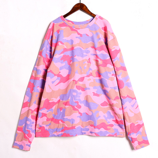 大码 减龄撞色宽松显瘦套头圆领长袖 卫衣休闲上衣 时尚 2026年春秋季