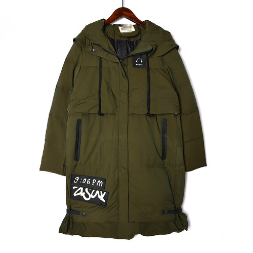 冬季新品连帽羽绒服加厚保暖时尚显瘦个性设计感百搭中长羽绒服潮