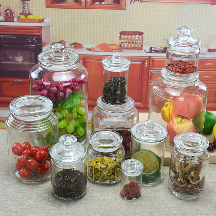 透明储物罐玻璃瓶密封罐厨房干果瓶茶叶罐蜂密瓶子大号食品杂粮罐