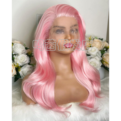 长卷粉色前蕾丝化纤假发头套高温丝synthetic lace front wigs