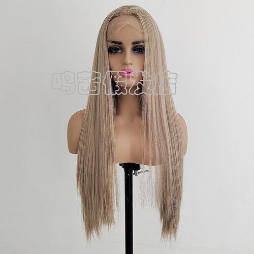 直发女士前蕾丝手勾化纤整顶假发全头套女哑光高温丝lace wigs