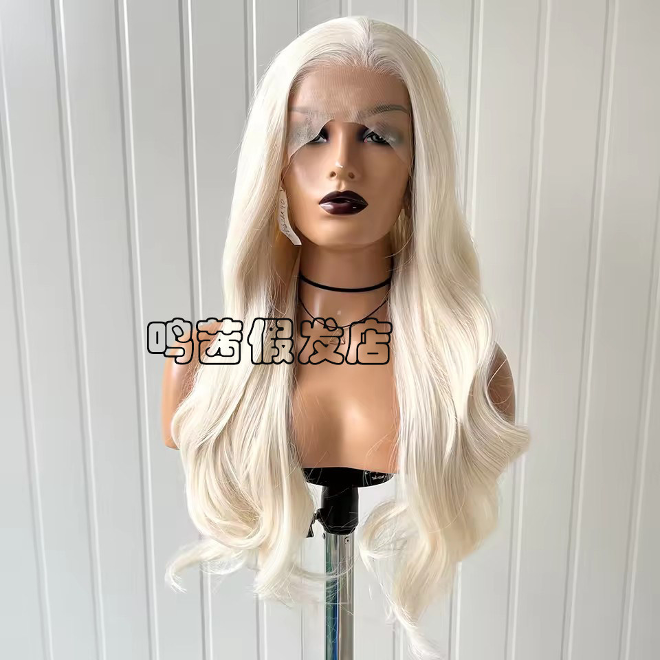 金棕60长卷发女士前蕾丝手勾化女士整顶假发