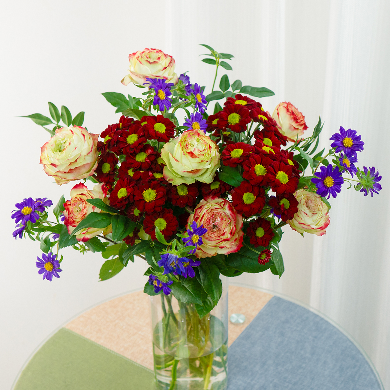 C1红色系高级混搭鲜花云南基地直发新鲜混搭花束家庭水养鲜花