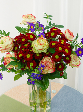 C1红色系高级混搭鲜花云南基地直发新鲜混搭花束家庭水养鲜花